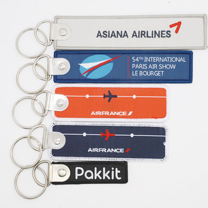 LBR Gift Personalized Airbus Jet Tag Custom Woven Keychain Reflective Flight Tag Embroidered Keytag
