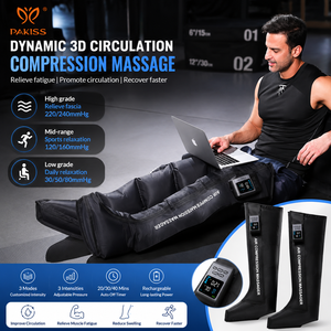 PAKISS Masseur de jambes rechargeable sans fil à compression d'air, contrôle indépendant de chaque jambe, 4 réglages de minuterie - Product Image 1