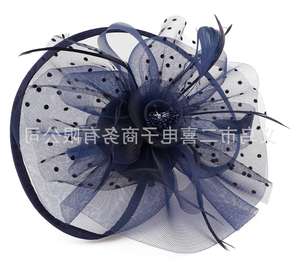 2401 Erxi Meilleure vente Coiffe de mariée en maille à pois, Chapeau de bal, Chapeau de jockey, Accessoires capillaires rétro - Product Image 5