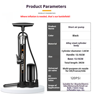 Pompe à vélo professionnelle avec manomètre, <span class=keywords><strong>valve</strong></span> Presta et Schrader universelle - Product Image 3