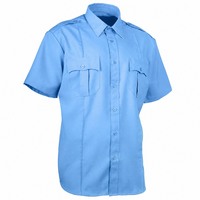 Chemise de travail pour homme à manches courtes en polycoton, boutonnée, avec deux poches poitrine et épaulettes, pour agents de sécurité et entrepôt