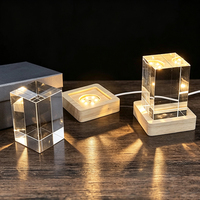 Bloque de Cristal K9 Sólido de 5*5*8CM con Base LED para Grabado Láser 3D, Cristal Transparente con Caja de Regalo Negra, MOQ Bajo