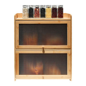 Organisateur de rangement multifonctionnel à 2 niveaux en bambou Extra Large Armoire de rangement de comptoir autoportante pour la cuisine - Product Image 1