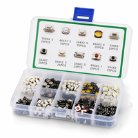 Kit de 250 Interruptores Táctiles de Botón, 10 Tipos Surtidos, Microinterruptores Momentáneos SMD con Caja para Reparación Electrónica de Llaves de Coche