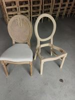 Chaise à dossier haut en bois de bouleau massif de style Louis moderne, avec revêtement en tissu, pour café en plein air, banquet, hôtel, événements