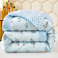 Nouvelle collection 2026 : Ensemble de literie 3 pièces en velours Doudou imprimé bleu, polyester/coton, pour toutes les saisons, motif dessin animé, idéal pour la maison