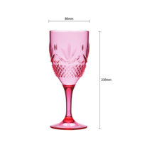 Verres à boire en plastique style classique pour la maison, gobelets à pied haut élégants à motif de fruits gaufrés, capacité 14 oz, lot de 4