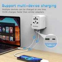 World Plug pengisi daya adaptor perjalanan Universal, pengisi daya dinding Multi Plug UNTUK kamera Laptop Earphone tipe-c Port kompatibel US/AU/EU/UK