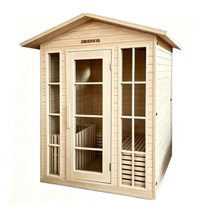 Sauna da Giardino <span class=keywords><strong>in</strong></span> Legno per 4 Persone |   Cabina Sauna Impermeabile con Tetto a Falda - Product Image 1