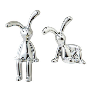 Long Eared Rabbit <b>Ornament</b> 2Pcs Plastic Contemporary Style Living Room Decor <b>Easter</b> Decoration - Product Image 5
