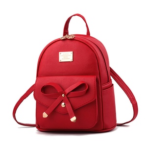 <b>Small</b> Teenage Girls Women Waterproof Anti-Theft Pu <b>Leather</b> Zipper <b>Backpack</b> with Bowknot Pattern for Student School Use - Product Image 5