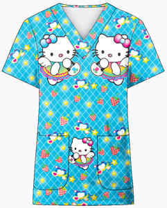 2024 Oem uniformi in poliestere di cotone Design personalizzato Halloween bellissimo ospedale Scrub donna donna donna stile Character Top - Product Image 2