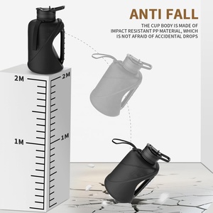 Half Gallon 2 in 1 Large Capacity Water Bottle, Leak Proof Non Slip Handle Wide Mouth Gym Portable <strong>Cup</strong> - Product Image 5