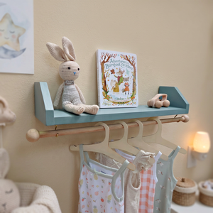 Estante Azul para Cuarto de Bebé con Perchero, Decoración para Cuarto de Niño o Niñ<span class=keywords><strong>a</strong></span>, Almacenamiento de Ropa de Bebé, Organización de Ropa Infantil - Product Image 2