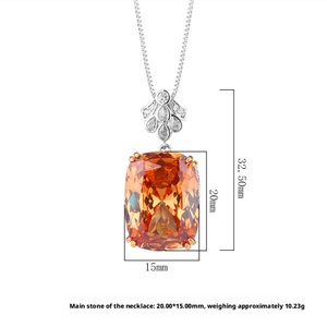 Wholesale Polished Eco-friendly <b>Copper</b> Jewelry 15*20mm Cubic Zirconia Anti Tarnish Simple Pendant Necklace for Women Party Gift - Product Image 6
