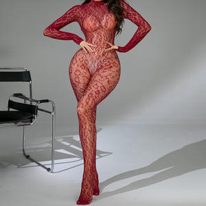 Body Sexy <span class=keywords><strong>in</strong></span> <span class=keywords><strong>Pizzo</strong></span> Trasparente a Maniche Lunghe, Tuta a Rete Elastica per Night Club, Completo Sexy per Pole Dancing da Donna - Product Image 6