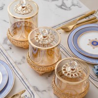 Boîte de rangement dorée électroplaquée, récipient en verre décoratif pour bonbons, idéal pour la maison, les restaurants et les fêtes