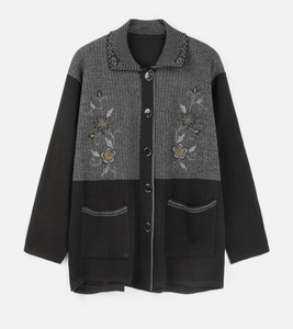 Huachao, ropa de otoño, cárdigan de solapa de manga larga de Jacquard de Color superior e inferior, suéter de mujer de mediana edad - Product Image 2