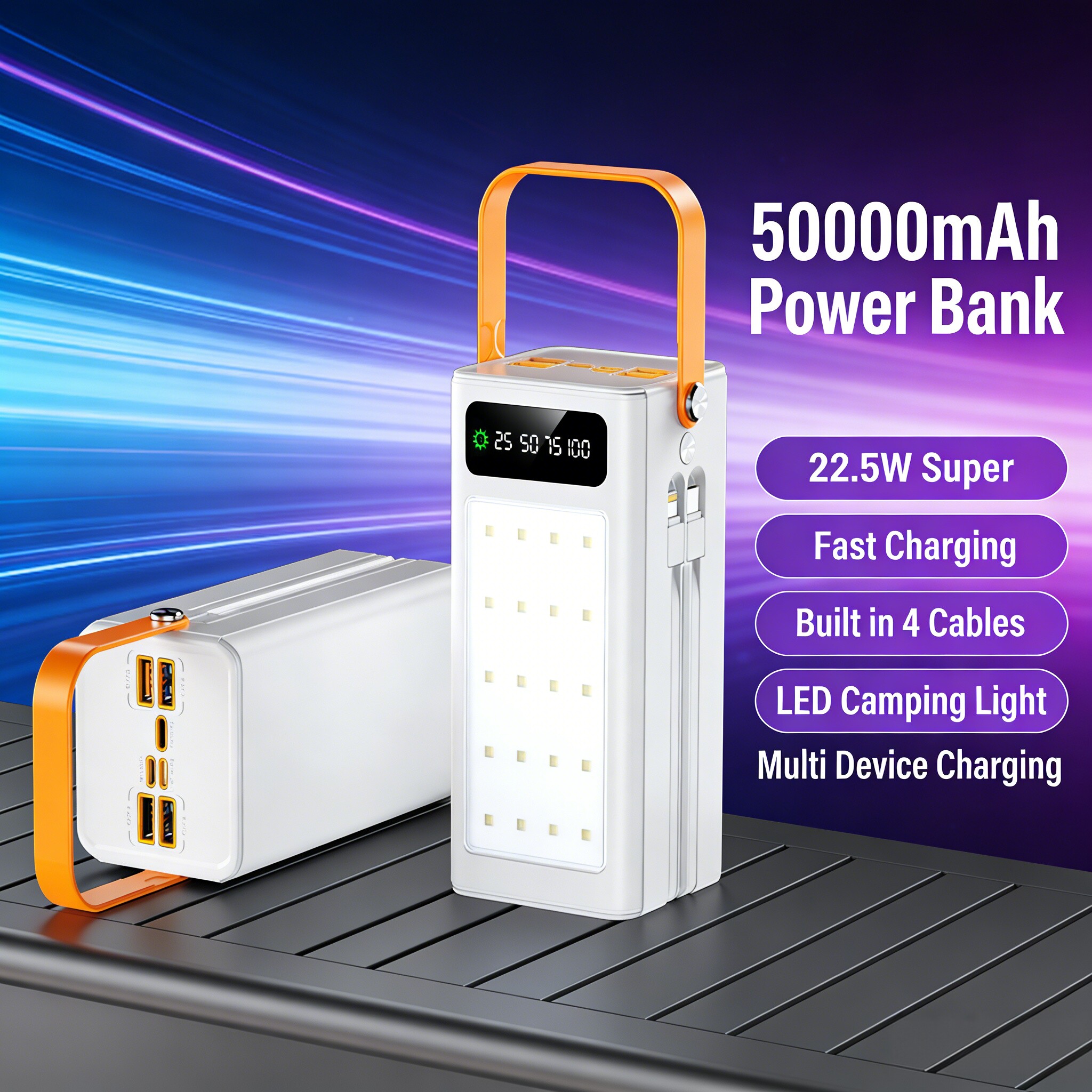 White  22.5W Super Fast Charging Outdoor Camping Power Bank