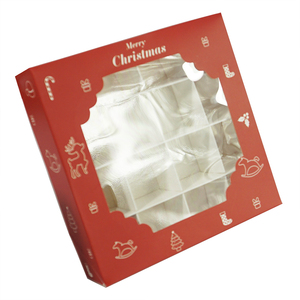 Boîte-cadeau à desserts avec fenêtre rouge, pour fête de noël, chocolat, bonbons, gâteaux, emballage d'aliments et boissons à domicile, 16 compartiments - Product Image 6