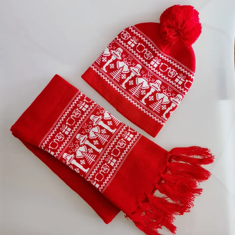 素敵なスタイルの基本的な暖かい冬のビーニー帽子とミトンと幼児のスカーフスカーフセット子供のための高品質のプレーン刺繍ロゴ