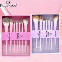Ensemble de 7 pinceaux de maquillage professionnels, 3 pinceaux pour le visage, 4 pinceaux pour les yeux, poudre, contour, blush, fard à paupières, kit de mélange, rose lavande