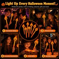 Bâtons LED lumineux d'Halloween en gros, vente chaude, citrouille scintillante pour décoration de fête