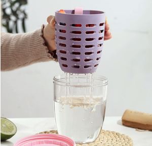 Portable PP Fruit Salad Cup Lid Built-in Fork Leakproof <b>Breakfast</b> Oatmeal Yogurt <b>Container</b> for Office Takeaway Custom Color - Product Image 4