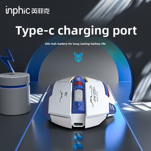 <span class=keywords><strong>Ratón</strong></span> Inalámbrico Mecánico INPHIC F9 con Interfaz <span class=keywords><strong>USB</strong></span>, Diseño Ergonómico para Diestros, Carga Silenciosa para Oficina, Juegos y Portátiles - Product Image 3