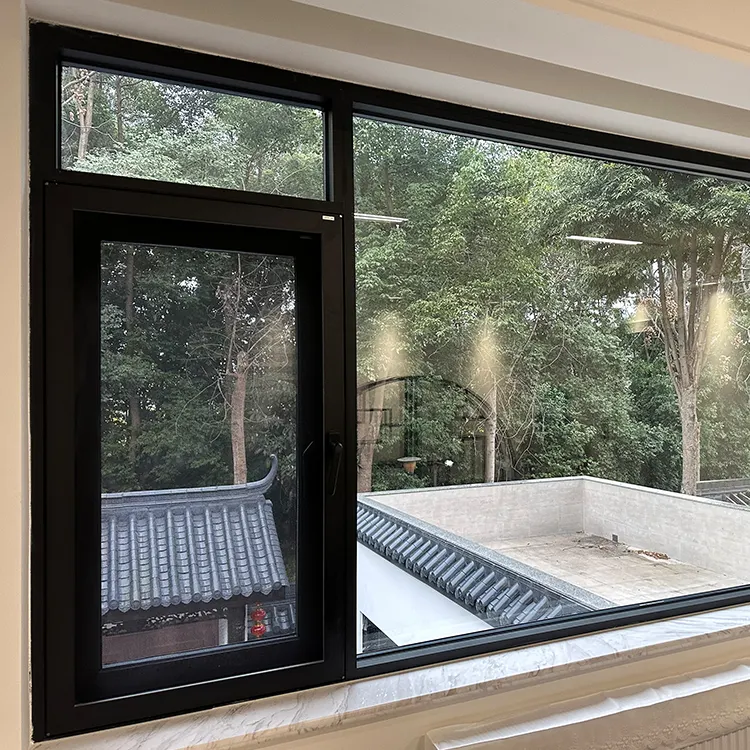 نافذة بابية مزدوجة الزجاج عازلة للصوت لنوافذ المنزل المصنوعة من الألومنيوم نافذة متحركة معزولة حراريًا مخصصة للفصل الحراري