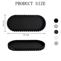 Grand plateau de rangement en silicone à bords ondulés, ovale, cannelé et festonné, pour cosmétiques, bijoux, bougies et rangement de bureau