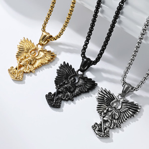 yunnique retro style Archangel Saint Michael <b>titanium</b> steel pendant men's niche design artistic versatile colorfast - Product Image 1