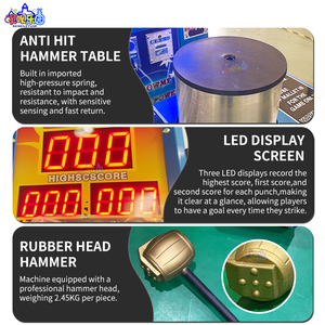 Machine de jeu d'arcade commerciale à monnayeur « King of the Hammer », testeur de force Hercules avec éclairage LED pour parc d'attractions - Product Image 6