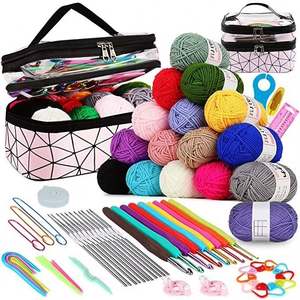 Juego de 105 Agujas de Ganchillo Cuadradas, Kit de Costura Portátil para Tejer a Mano, Bolsa de Almacenamiento de Hilo, 3mm TPR, Práctico y Duradero - Product Image 1