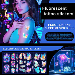 Nouveau tatouage temporaire fluorescent papillon <span class=keywords><strong>marin</strong></span> 2025 pour le corps et le visage – Idéal pour festivals de musique, concerts, bars, soirées et bals de promo - Product Image 6