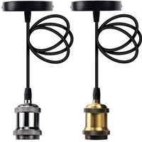Vintage E27 douille de lampe industrielle Mini pendentif lumière cordon laiton couleur réglable fil Edison rétro suspension support de lampe