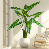 NI Hot Faux Design Arbre Bonsaï Artificiel Alocasia 'Sarian' en Pot en Plastique, Végétation Artificielle pour la Décoration Extérieure, de la Maison, du Bureau et du Jardin