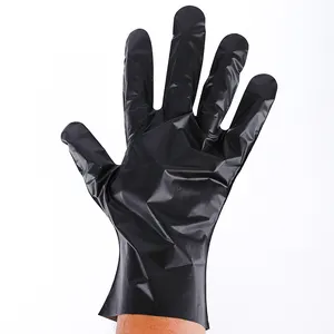 批发高品质一次性黑色CPE塑料手套，用于手指保护