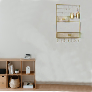 Étagère <span class=keywords><strong>murale</strong></span> décorative dorée avec crochet, pour meubles de salon, 1 pièce - Product Image 1
