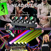 Projecteur LED rotatif XY à 5 têtes 180W, lumière de scène DJ DMX512 à commande vocale RGBW + Laser Vert IP20 pour Fêtes, Bars, Noël