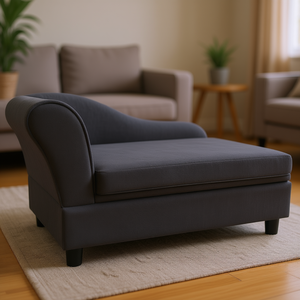 Cama Sofá para Mascotas, Color Gris Oscuro, de Terciopelo, con Almacenamiento, para Gatos y Perros Pequeños, Moderna, para Sala de Estar, Desmontable, Lavable, de Forma Rectangular - Product Image 2