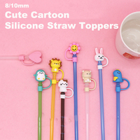 Usine 8/10 Mm gobelet tasses accessoires Silicone paille poussière Toppers bouchons de paille Animal fleur gobelet paille pointe couvre
