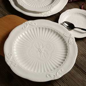Plato de porcelana en relieve-Juego de platos de cena, plato de <span class=keywords><strong>pasta</strong></span>/ensalada/postre Lavavajillas Juego de vajilla para microondas - Product Image 4