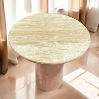 Colonnes en travertin naturel Base en forme de fleur Table en pierre Moderne Moderne Design spécial Salon Table basse en travertin