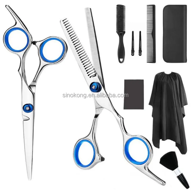 Ensemble de ciseaux de beauté professionnels, 5 pièces, en acier inoxydable, jeu d'outils amincissants, de barbier