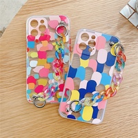 Étui de téléphone de luxe avec motif floral graffiti, TPU+PC, étanche, antichoc, bracelet, pour les séries 12/13 avec peinture UV