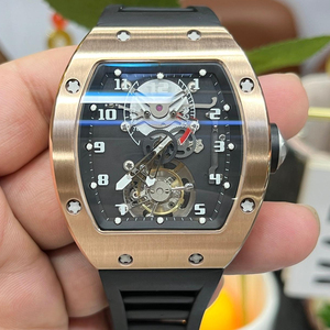 High-quality Rose Gold Skeleton <b>Automatic</b> Watch With Black Rubber Strap - Product Image 4