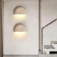 Applique murale LED semi-circulaire en travertin naturel jaune de style médiéval pour couloir, balcon, restaurant, café