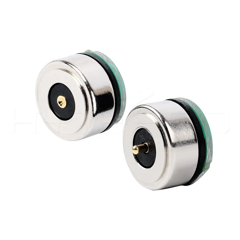 2 pin spring loaded circular battery charging dc connector with PCB
