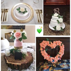 Vendi foglie di rosa artificiali decorazioni fai da te fatte a mano foglie verdi calde finte foglie di rosa sfuse a - Product Image 5